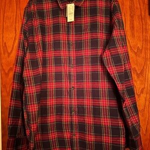 PacSun NWT XL Longer Fit Navy and Red Plaid Shirt